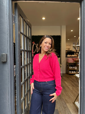 Colorush Koa Cropped Cardigan in Topaz