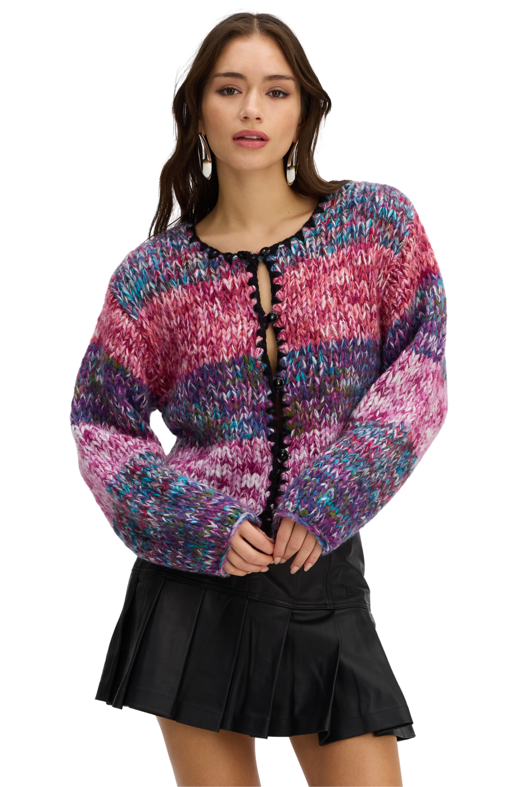 ALLISON New York Dora Cardigan in Rainbow Space Dye