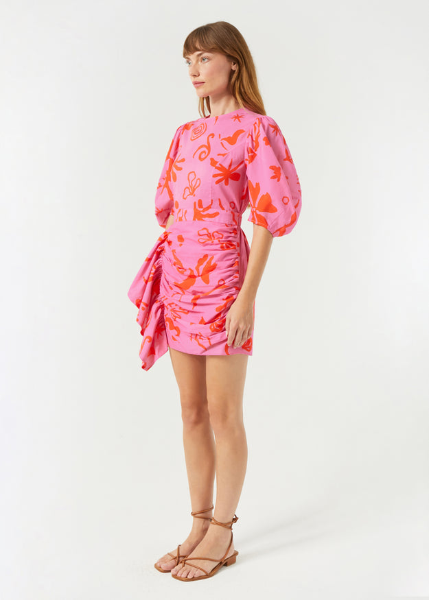 Rhode Pia Dress in Pink Botanical Abstract