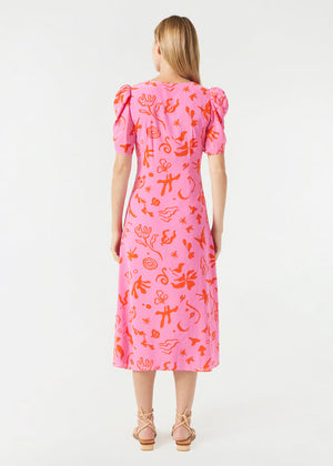 Rhode Maci Dress in Pink Botanical Abstract