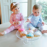 Lila + Hayes Parker Zip Footie in Pink Confetti Hearts