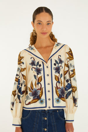 GOLDEN NATURE CREAM MULTICOLOR LONG SLEEVE SHIRT