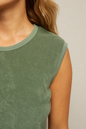 perfectwhitetee Ellie Loop Terry Pullover in Aloe