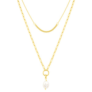 fyb Emily Pearl Layer Necklace in Gold