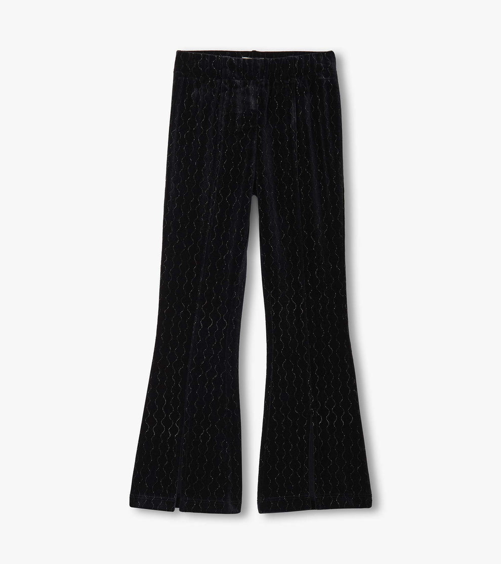 Hatley Velour Flare Pants in Black Sparkle Wave