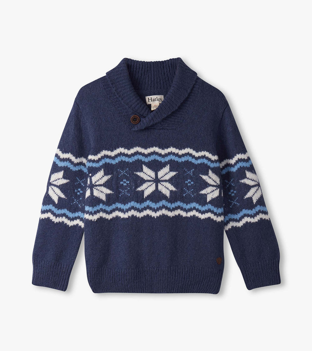 Hatley Navy Pullover Sweater in Snowflakes