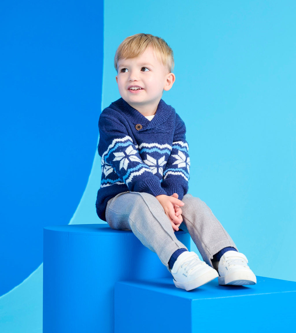 Hatley Navy Pullover Sweater in Snowflakes