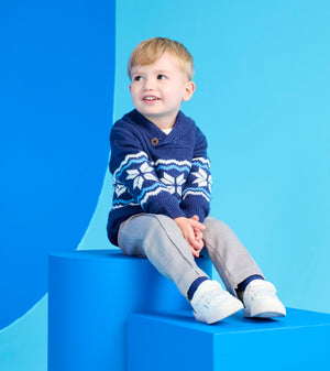 Hatley Navy Pullover Sweater in Snowflakes