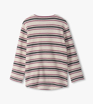 Hatley Waffle Henley in Oatmeal Stripe