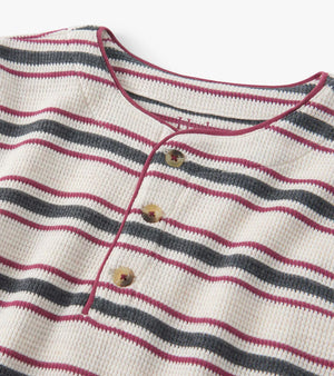 Hatley Waffle Henley in Oatmeal Stripe
