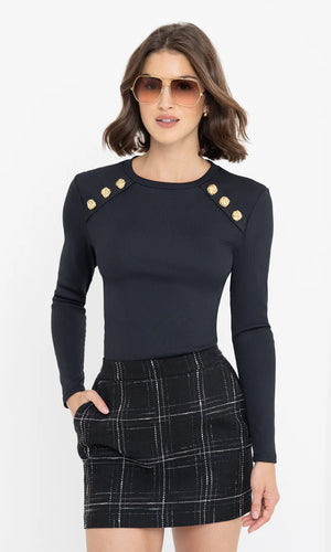Generation Love Patton Ribbed Top in Black