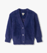 Hatley Pink Bow Fuzzy Cardigan in Bright Cobalt