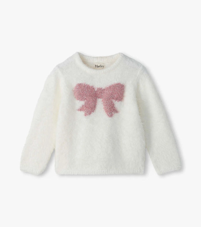 Hatley Furry Sweater in Gardenia Pink Bow