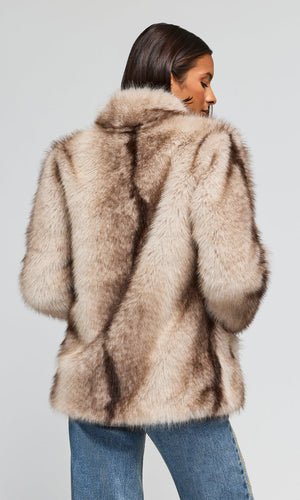 Generation Love Genesis Faux Fur Jacket in Toasted Beige