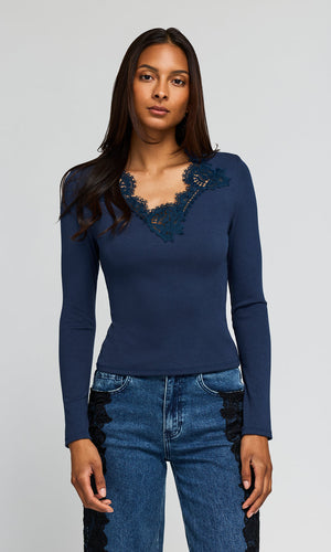 Generation Love Lady Lace Combo Top in Peacock