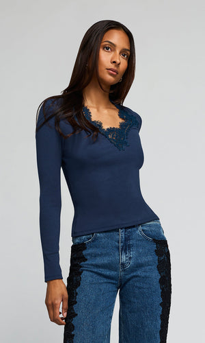 Generation Love Lady Lace Combo Top in Peacock