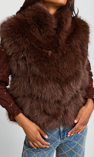 Generation Love Rosario Faux Fur Vest in Espresso