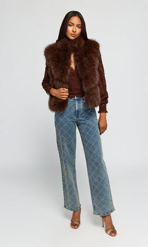 Generation Love Rosario Faux Fur Vest in Espresso