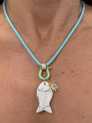 Forever Blythe Gemstone Single Fish Pendant Necklace - Assorted