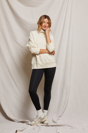 perfectwhitetee Faris Oversized Turtleneck Pullover in Sugar