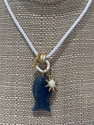 Forever Blythe Gemstone Single Fish Pendant Necklace - Assorted