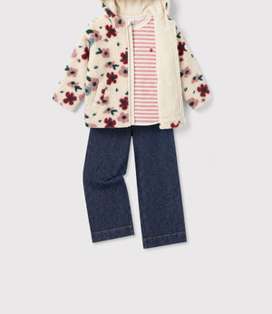 Petit Bateau Sherpa Jacket in Cream Floral