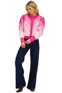 Allison New York Fuzzy Chevron Sweater in Pink Multi