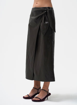 VEGA FAUX LEATHER WRAP SKIRT