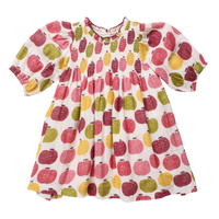 Pink Chicken Puff Sleeve Stevie Dress in Pink Delicious Apples