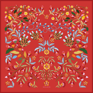 Jessie Zhao New York 25" Double Sided Silk Scarf Festival Flora