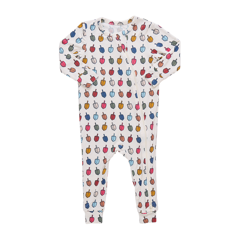 Pink Chicken Bamboo Romper in Multi Dreidels