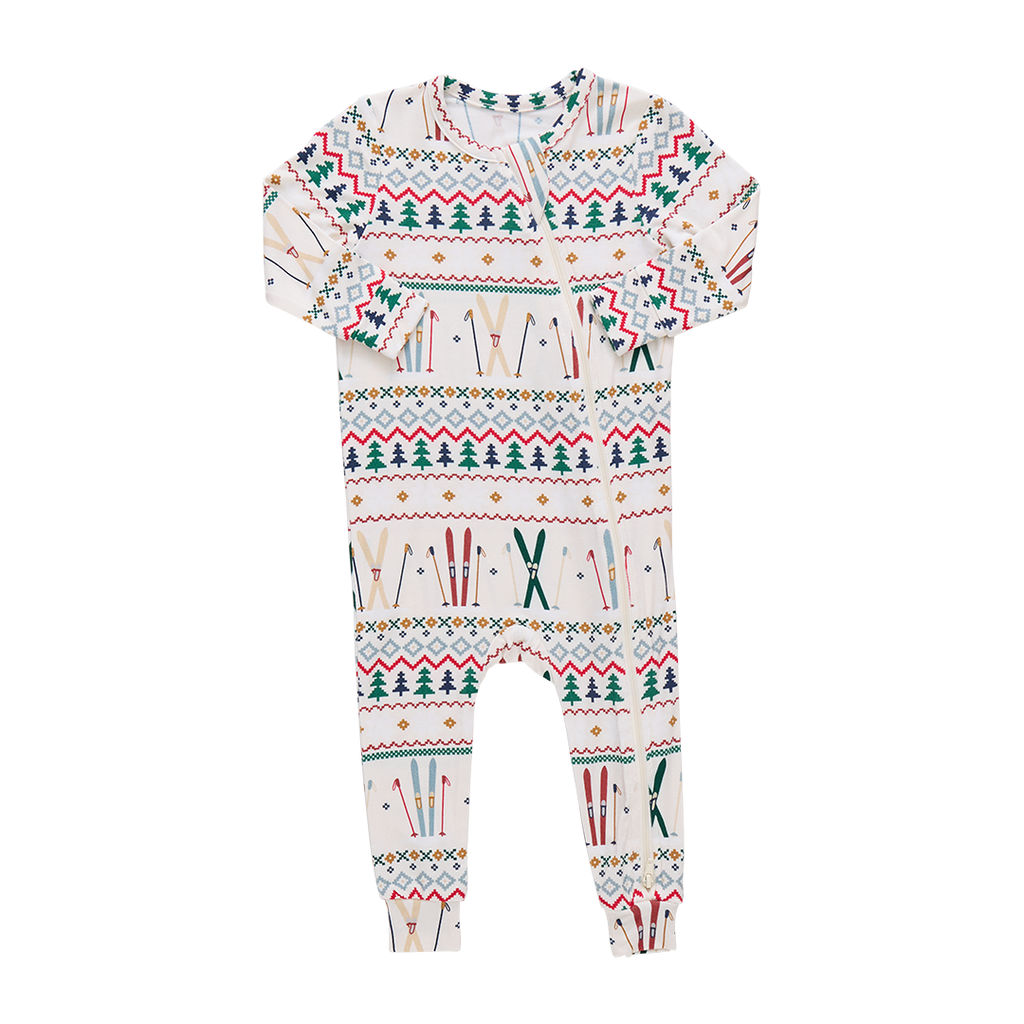 Pink Chicken Bamboo Romper in Fair Isle Ski