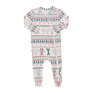 Pink Chicken Bamboo Romper in Fair Isle Ski