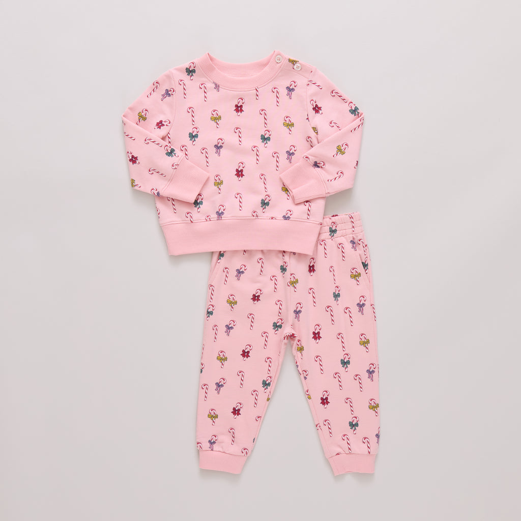 Pink Chicken Baby Jax Jogger Set in Mini Candy Cane