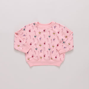 Pink Chicken Play Sweatshirt in Mini Candy Cane
