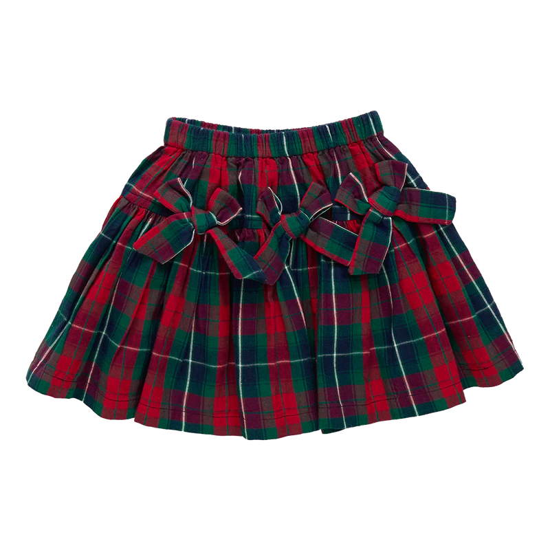 Pink Chicken Maribelle Bow Skirt in Red Tartan