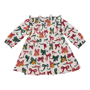 Pink Chicken Jaipur Dress in Christmas Bows and Bells