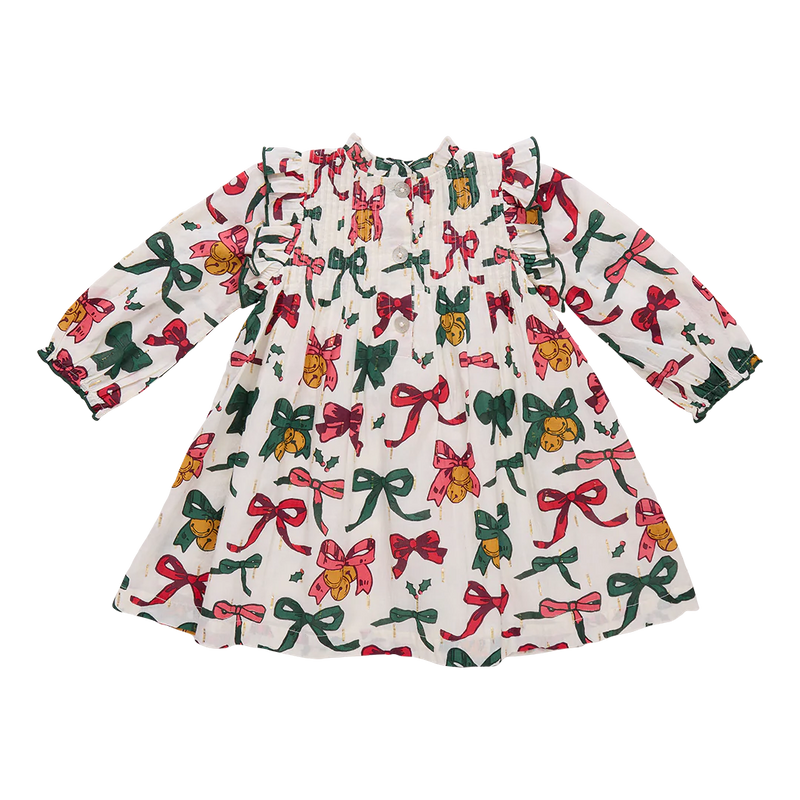 Pink Chicken Jaipur Dress in Christmas Bows and Bells