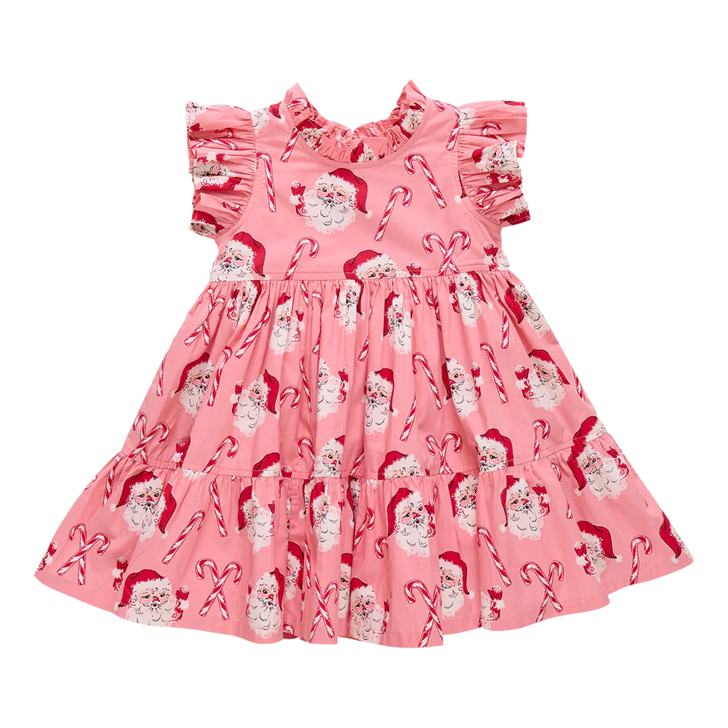 Pink Chicken Jennifer Dress in Pink Candy Cane Santa
