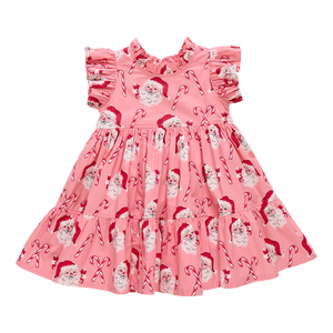 Pink Chicken Jennifer Dress in Pink Candy Cane Santa