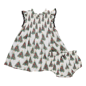 Pink Chicken Baby Girls Stevie Dress in Vintage Trees