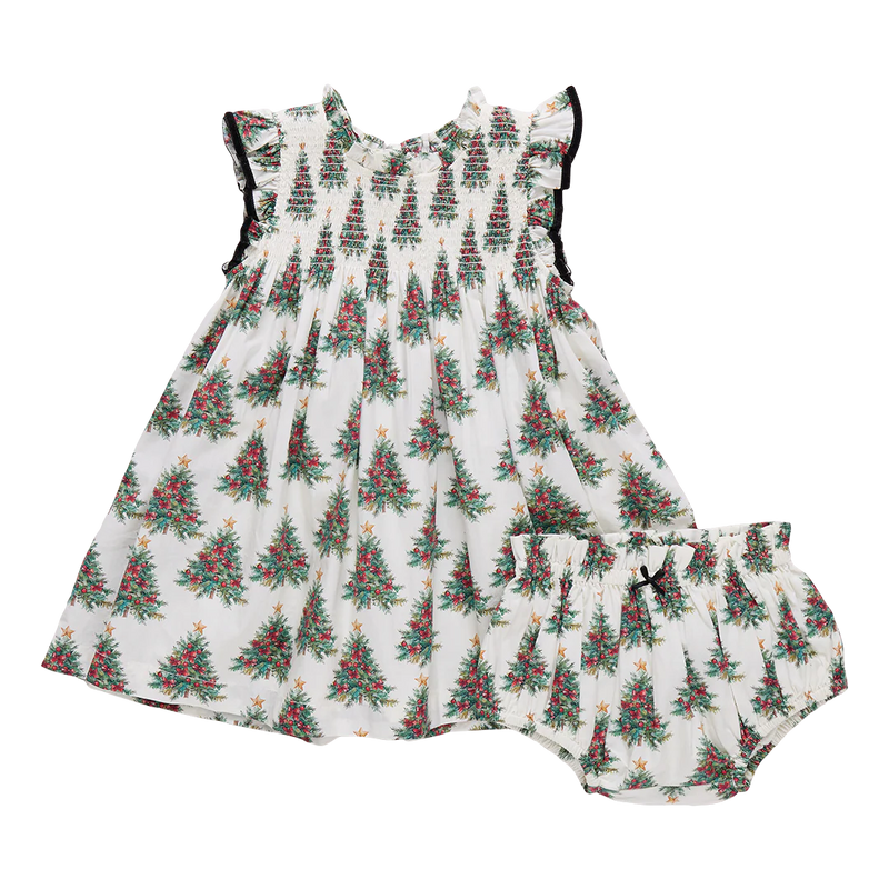 Pink Chicken Baby Girls Stevie Dress in Vintage Trees
