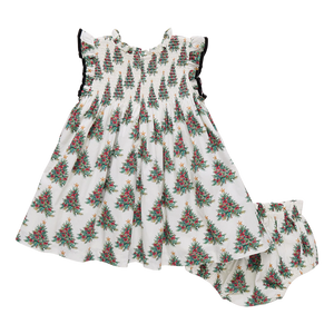 Pink Chicken Baby Girls Stevie Dress in Vintage Trees