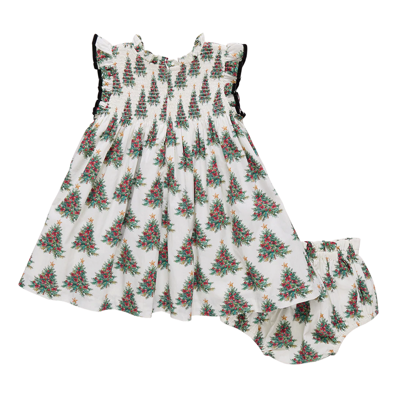 Pink Chicken Baby Girls Stevie Dress in Vintage Trees