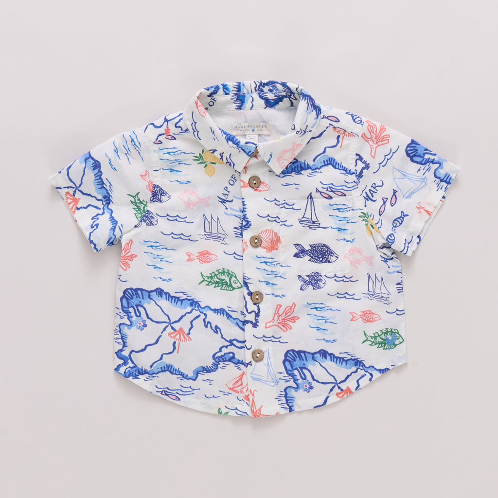 Pink Chicken Boys Jack Shirt in Island Map