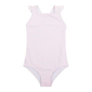 Minnow Crossover One Piece in Pink Stripe