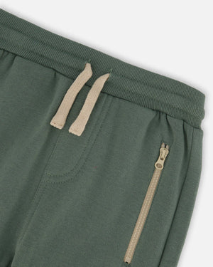 Deux Par Deux Fleece Jogger in Dark Forest Green