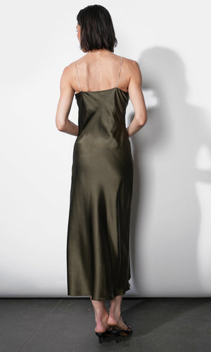 Greylin Leah Jewel Strap Slip Dress in Olive