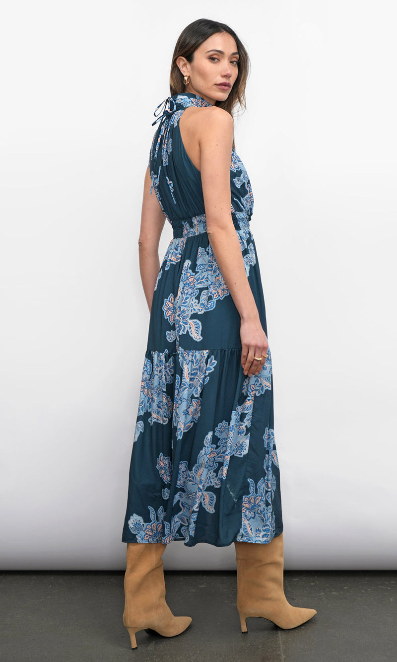 Greylin Leya Halter Midi Dress in Teal