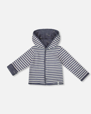 Deux par Deux Reversible Hooded Jacket in Sails and Stripes